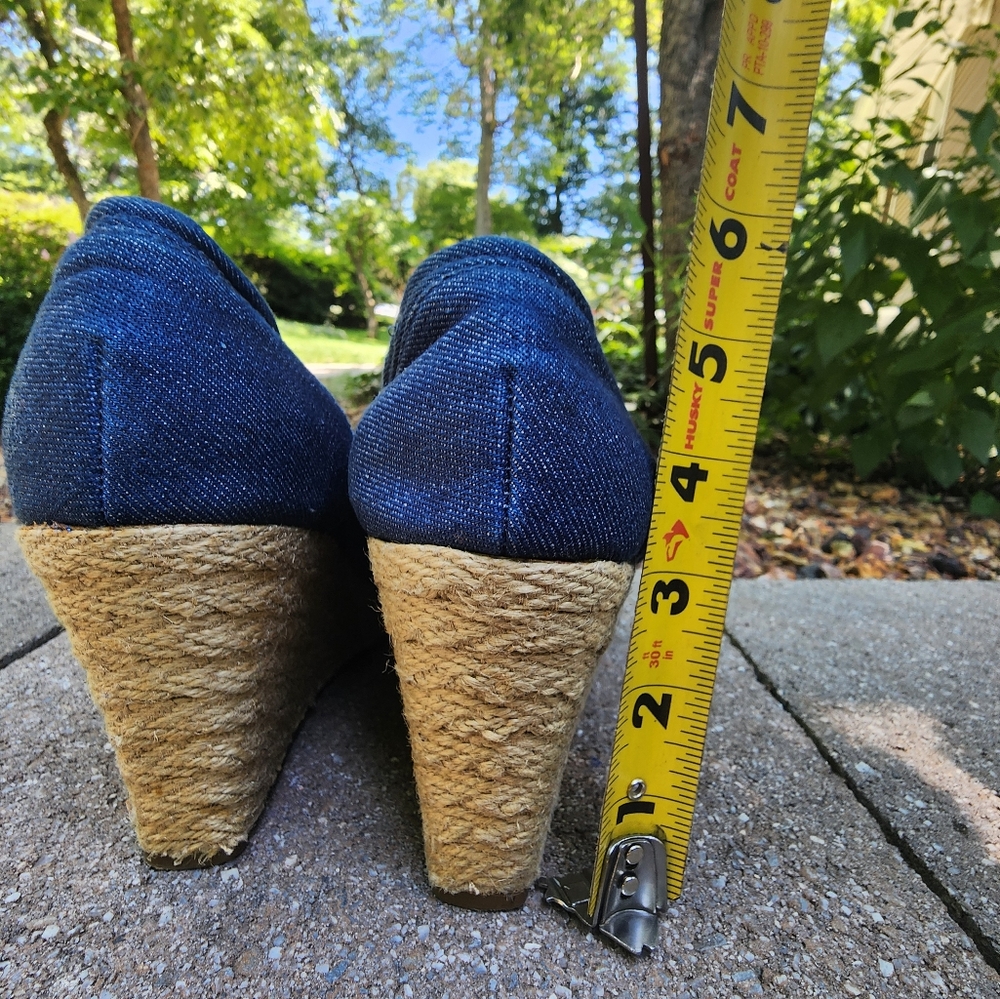 BASS DENIM WEDGE SANDAL SZ 8.5 - Picture 7 of 9